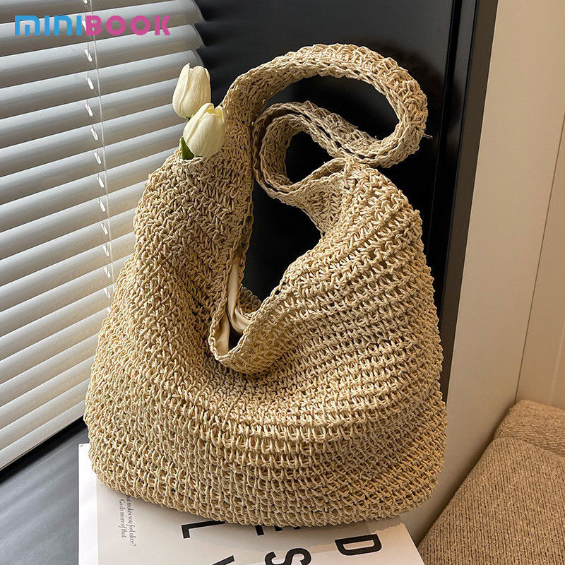 Large Capacity Handmade Woven Tote Bag Moroccan Summer Beach Shoulder Bag for Women