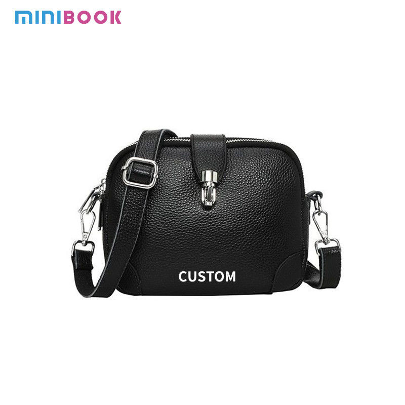 Fashion Casual Shoulder Crossbody Bag in Genuine Cow Leather Zipper Hasp Closure
