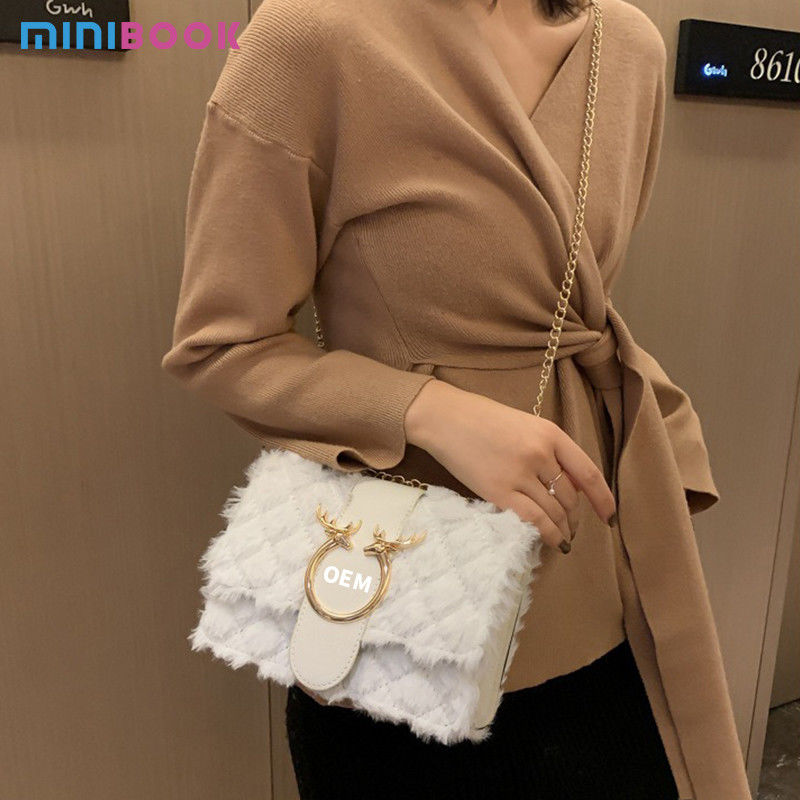 OEM 2024 Fashion Bolsos Luxury Mini Shoulder Messenger Hand Bags Plush Small Square Bag