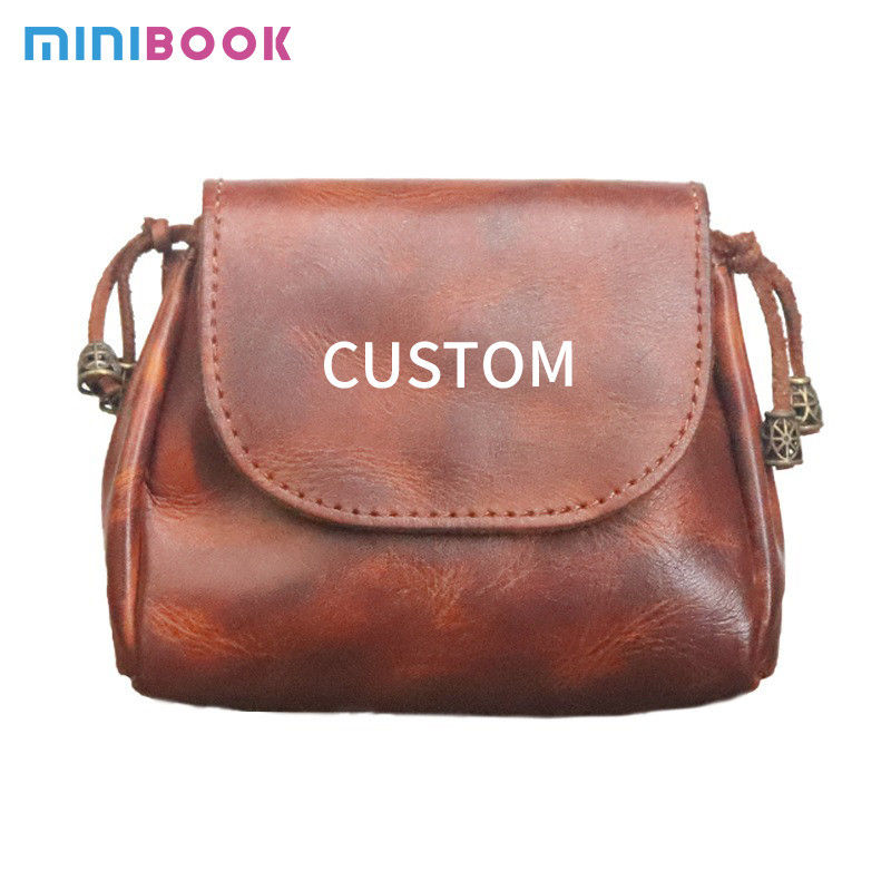Portable Hand-rubbed Vegetable-tanned Leather Coin Purse for Women Retro Chinese-style
