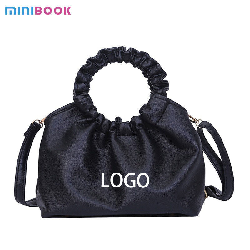 Women's Waterproof Mobile Phone Bucket Bag with Pleated Design and PU Leather