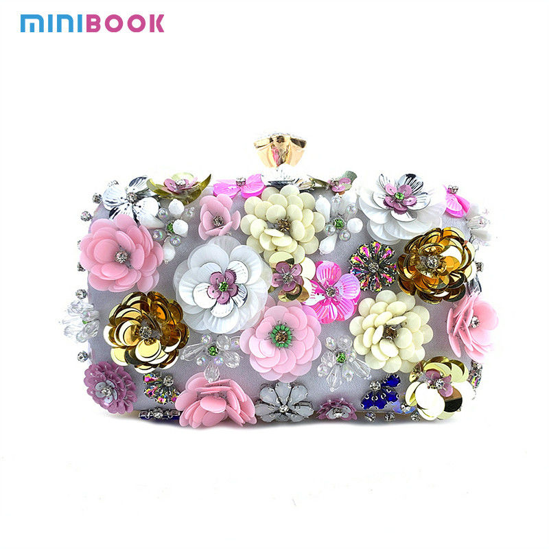 Handmade Sequin and Beaded Flower Crystal Clutch Bag for Ladies Sophisticated Design