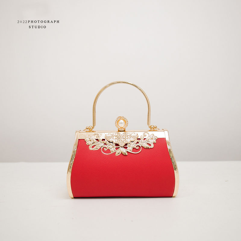 21*7*14CM High Grade Shiny Crystal Women Pearl Evening Handbag For Party Clutch Open