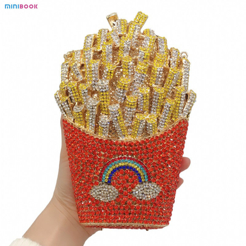 Metal Rhinestone Chains Purse Glitter Fancy Bag for Women Party Clutch Evening Bags