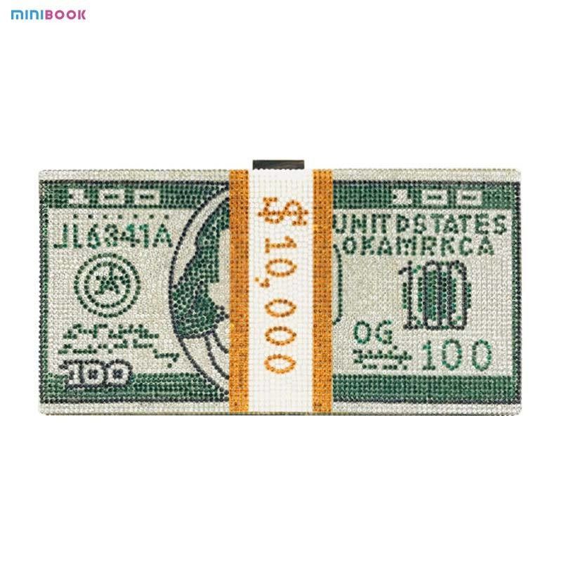 Custom Logo Geometric Pattern Women's Full of Diamonds Frosted Lock Dollar Handbag for 2023