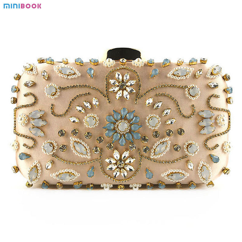 Messenger Luxury Rhinestone Women Shoulder Clutch Bag with Diamond Pearls Beads OEM/ODM
