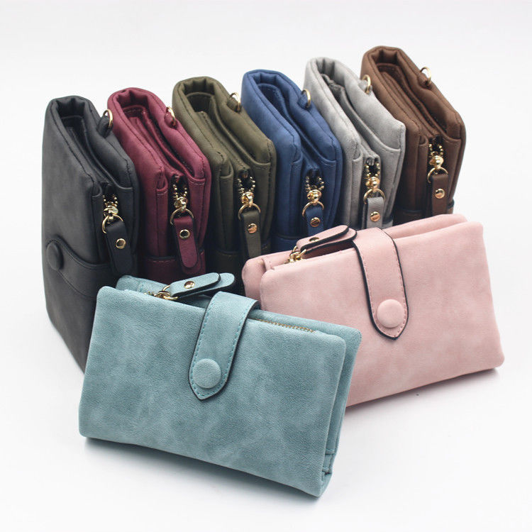Korean Style Short Female Purse with Tri-fold Design and Soft Pu Leather Material