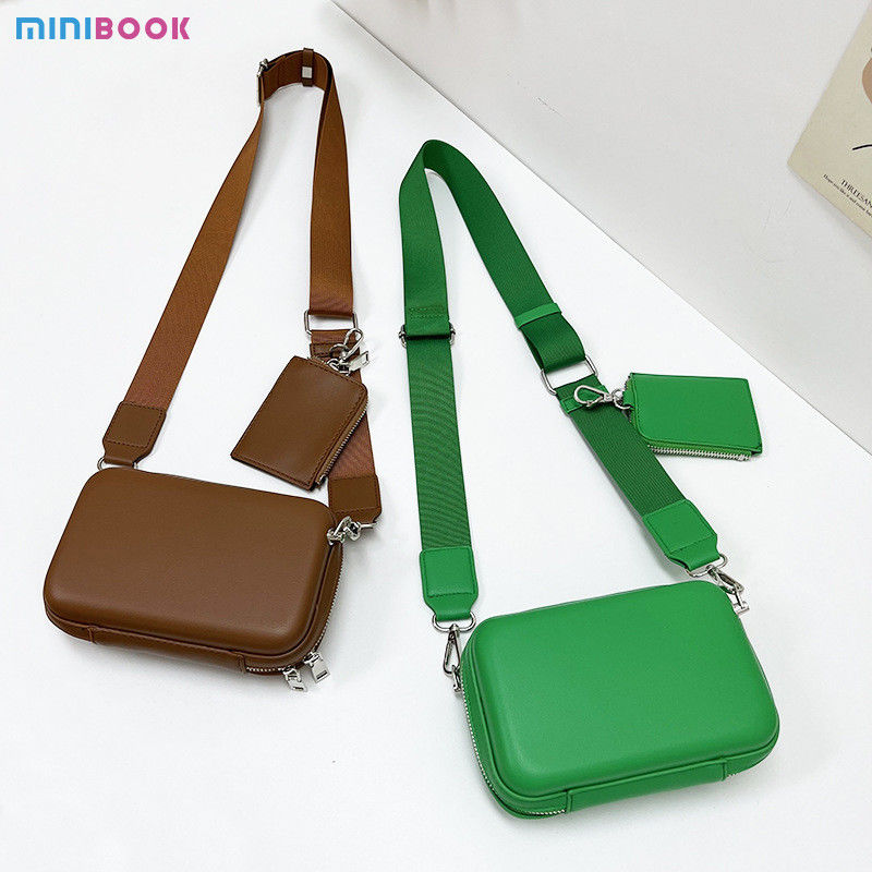 Custom Logo Men's Leather Sling Bag PU Leather Square Box Shape Purses Stylish Design