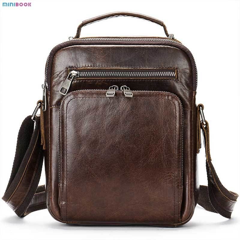 Retro Style Men's Messenger Bag in Brown Cowhide Leather for Chic and Functional Carry