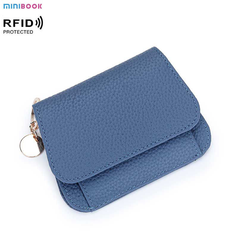 Business Candy Color Portable Wallet Genuine Leather Clutch Coin Purse for Girls