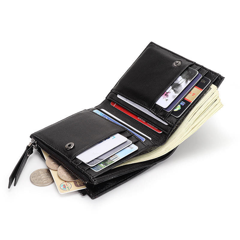 Genuine Leather Hand-woven Coin Purse Short Wallet for Men Women Unisex Sheepskin Wallet