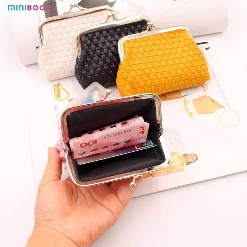Minibook Custom Logo 4 Inch Weave Coin Pouch Women Wallet For Daily Organization
