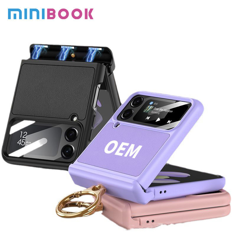 Ultra-thin Vegan Skin Magnetic Suction Bracket Flip Case for Samsung Flip 4 2023 5G