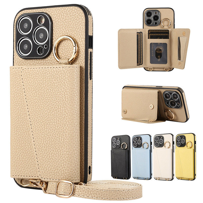iPhone 14 15 Pro Max Vegan Cellphone Bag Crossbody with Removable Shoulder Strap and Card Holder