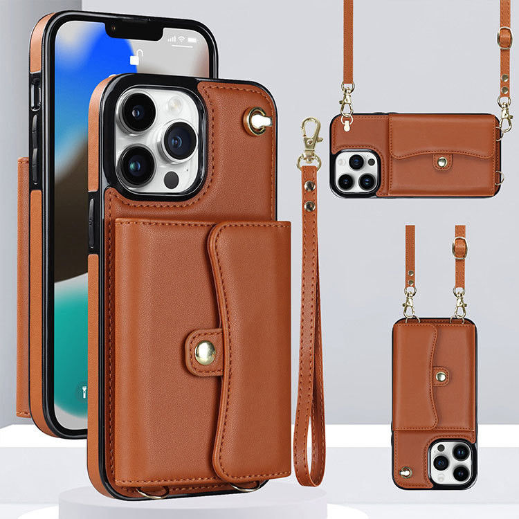 Iphone 13 12 15 14 Pro Max Mini Wallet Bag Card Holder Slim Case With Lanyard Y Support Wireless Charge