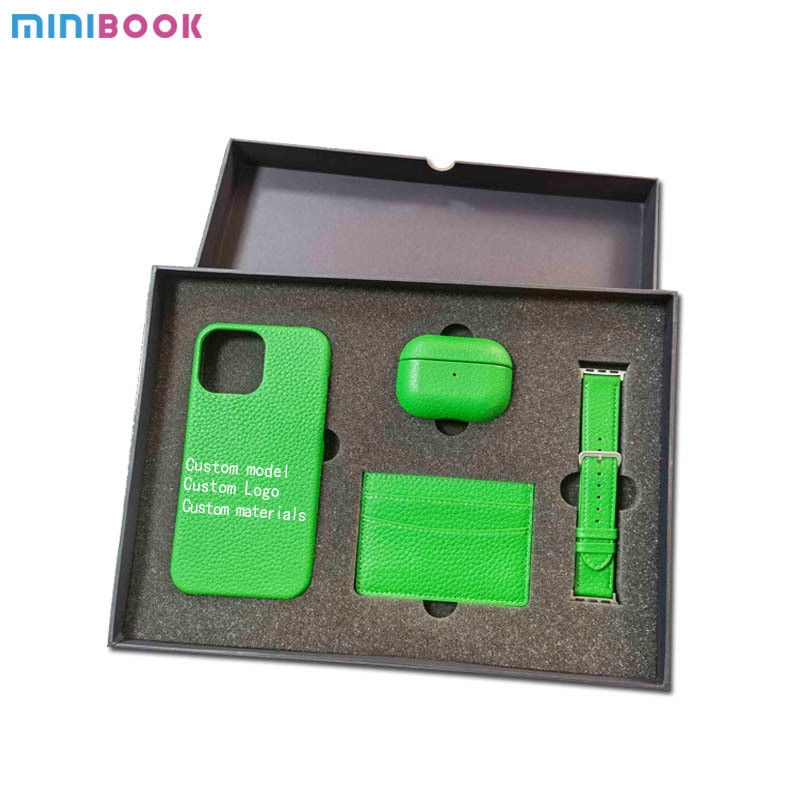 Waterproof Minibook Custom Genuine Leather Mobile Phone Case for iPhone 14 Men's Edition