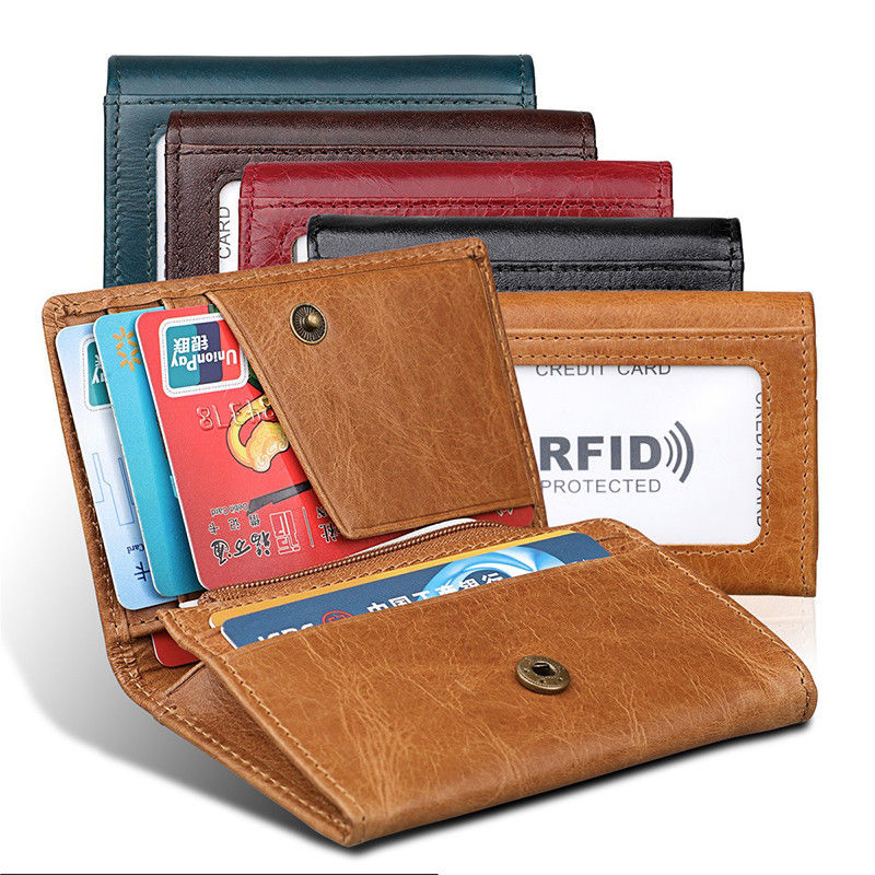 2024 Short Bifold Zipper Wallet for Men Custom Logo and RFID Blocking in Cow Leather