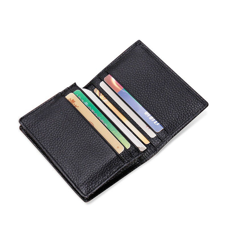 Open Closure Genuine Leather Credit Card Wallet for 2024 Product Business Namecard Holder