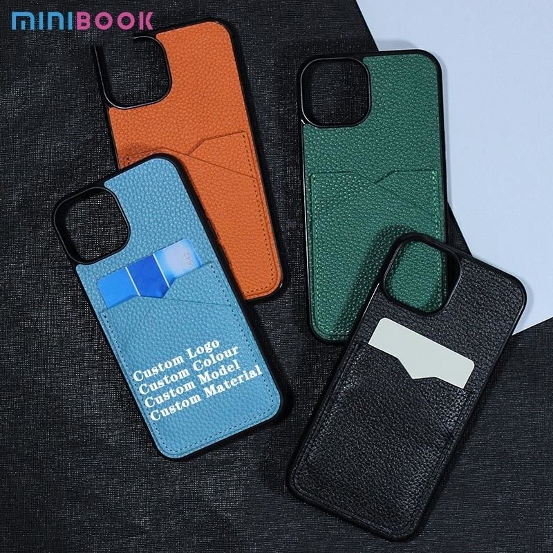 Minibook OEM/ODM Daily Life Genuine Leather for iPhone 14 Card Holder and Phone Case