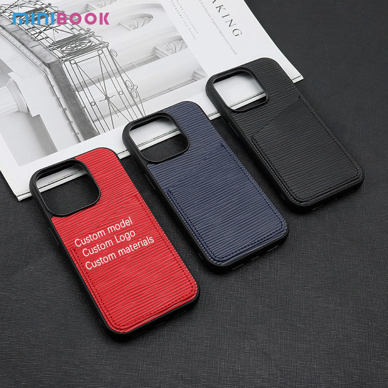 Custom Genuine Leather Card Holder Phone Case for iPhone 14 Waterproof 16.5*8.3*2.5cm