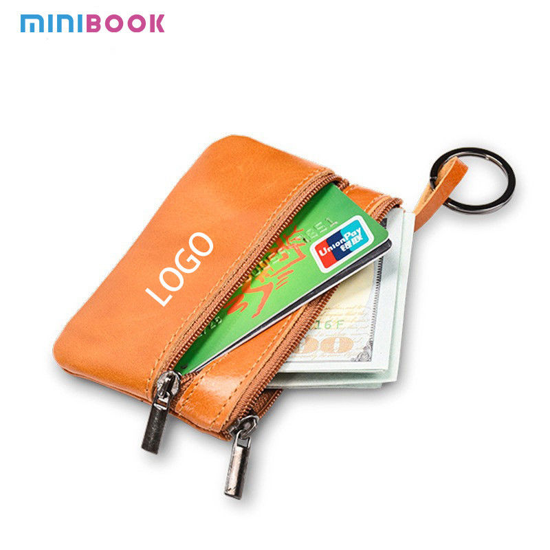 Genuine Leather Mini Multifunctional Coin Purse Retro Zipper Key Short Clutch Bag