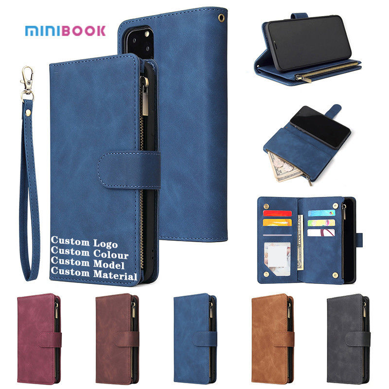 Minibook Luxury All Inclusive Waterproof Genuine Leather Zipper Wallet for iPhone 14