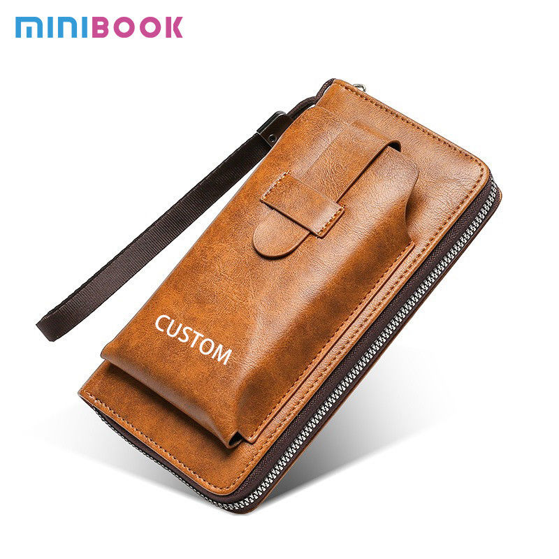 Men's Wallet With Removable Coin Purse Capacity Zipper Phone Leather Bag For Products