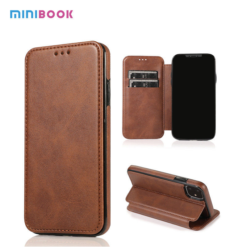 OEM/ODM Minibook Fashion Flip PU Leather Ultra Thin Calf Print Leather Phone Case For Iphone 12 15*7.5*1.5cm