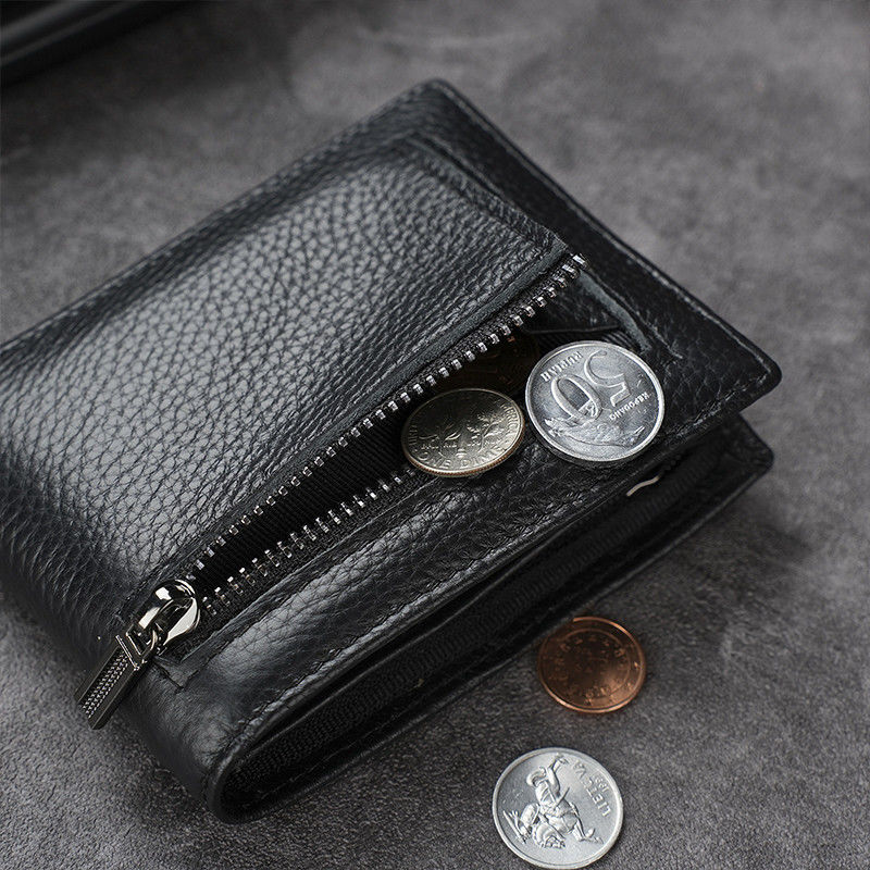 Men's Genuine Leather Wallet Ultra-Thin Anti-Theft Brush Wallet for Business Advantage