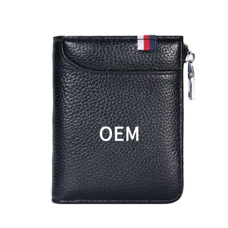 Short Genuine Leather Men Wallet With Card Holder Zipper Purse Casual Standard Wallets