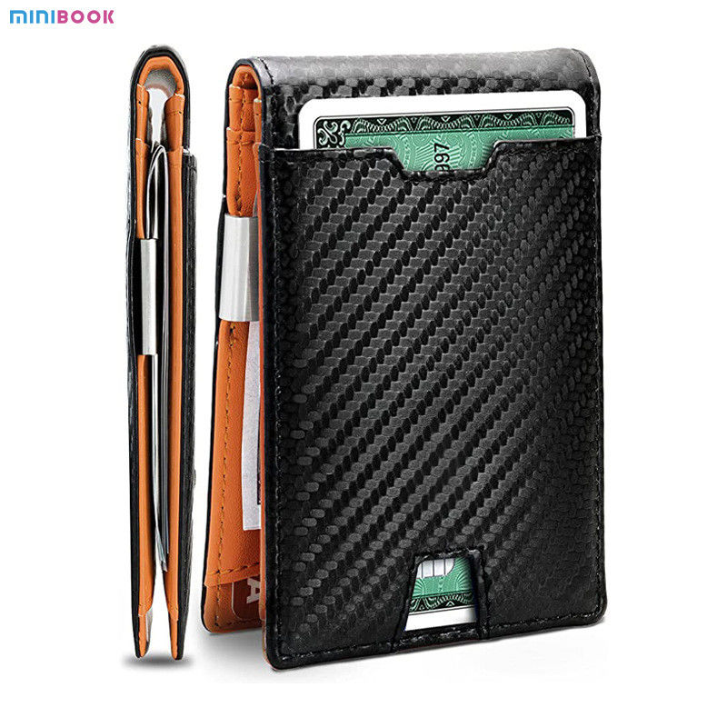 GENUINE LEATHER Men Front Pocket Wallet with Bifold Money Clip and Solid Pattern Type