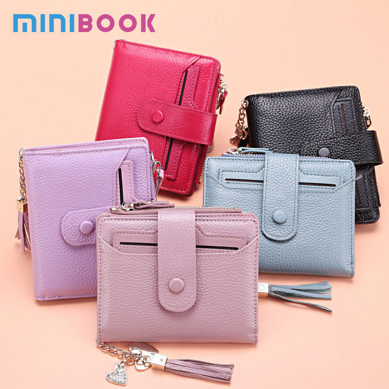 PU Leather Lady Purse ID Window Card Sleeve Wallet Bifold Short Wallet with Custom Logo