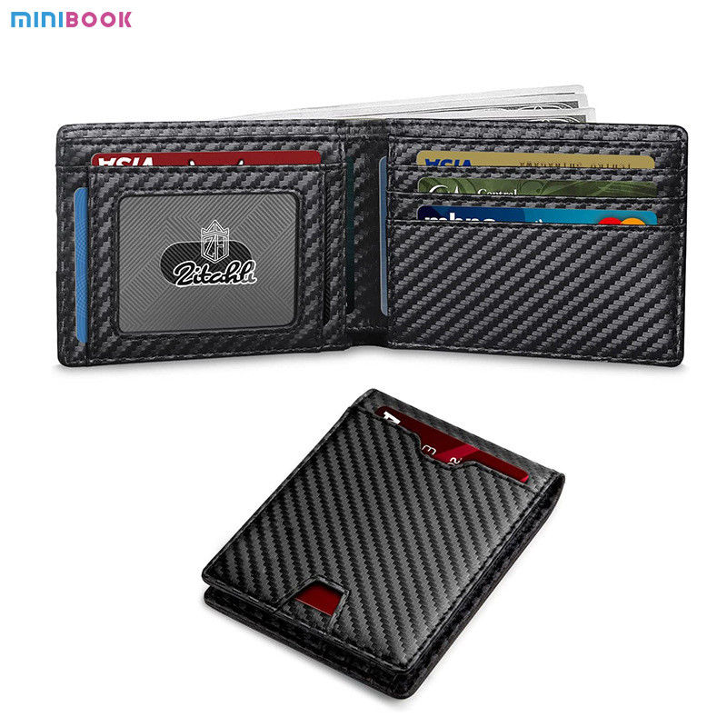 Genuine Leather Men's RFID Blocking Bifold Wallet with Zipper Pockets and Custom Logo
