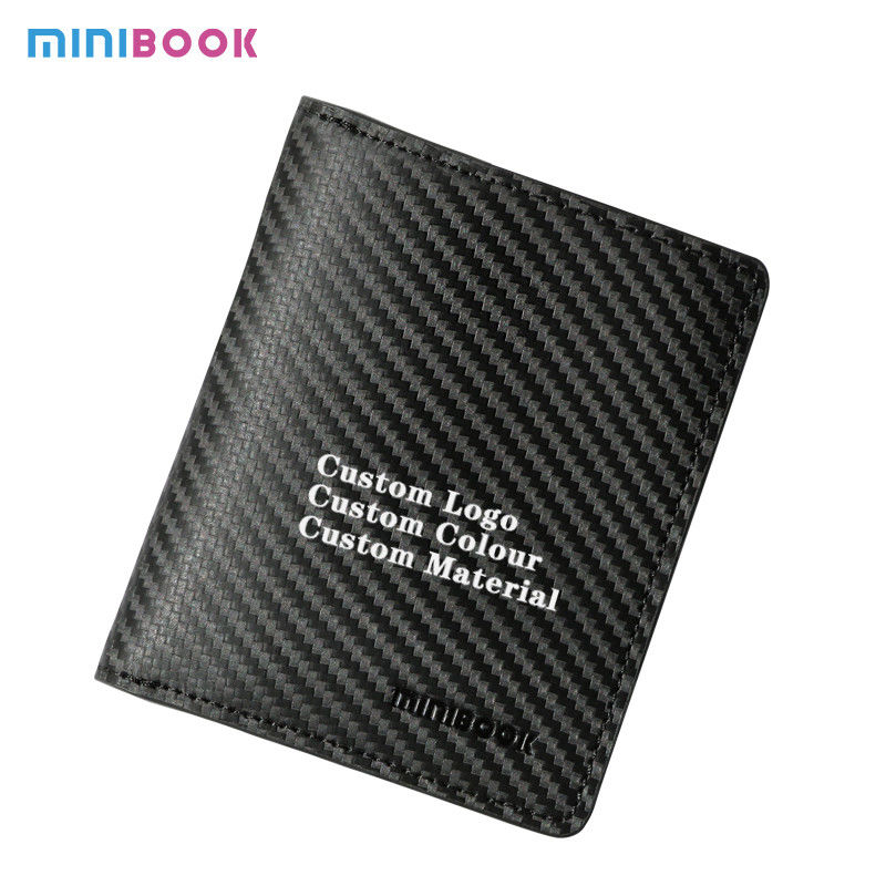 Customized Minibook Men's Wallets with Genuine Leather and Carbon Fiber Material