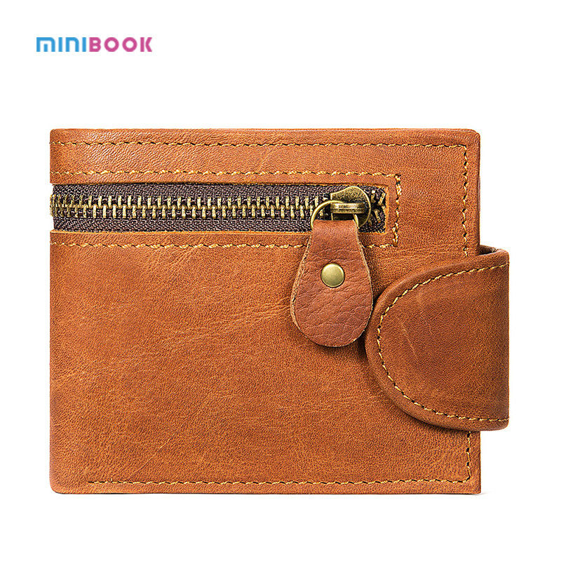 Custom Logo Men's Genuine Leather Wallet Short Wallet with Multifunction and Card Holder
