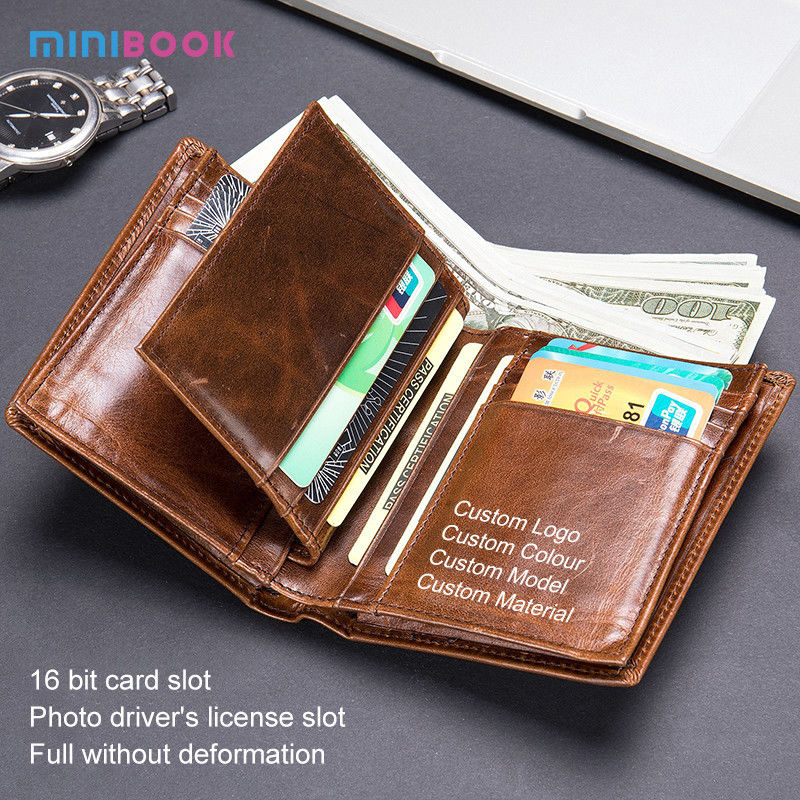 Multi-function Card Holder Genuine Leather Wallet for Men Daily Used from Minibook