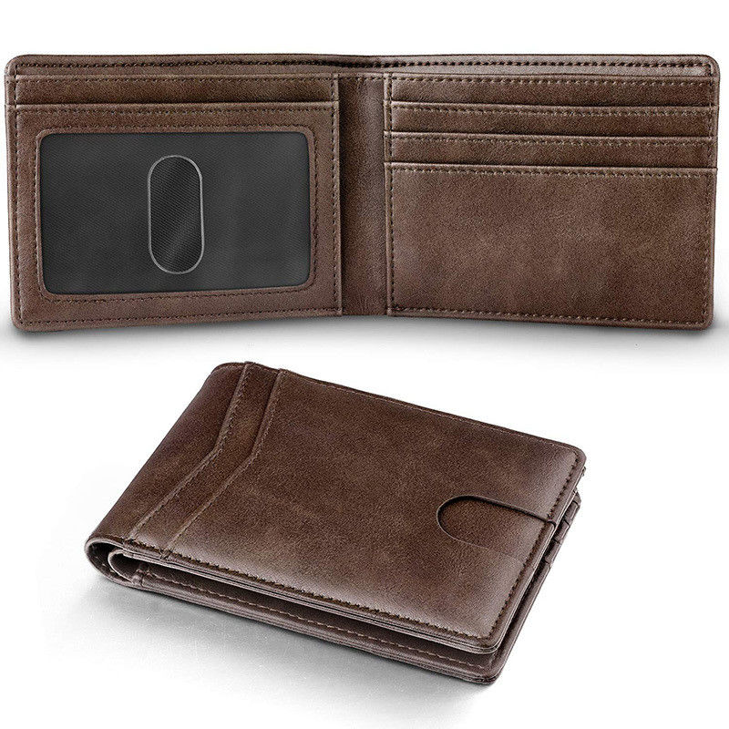 Men's Crazy Horse Leather Multi-card Bank Card Holder with Zipper and RFID Protection