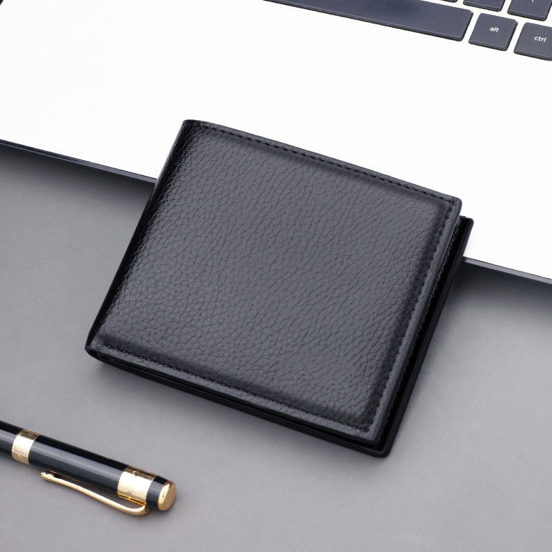 Driver's License Card Holder Fashion Short Pebble Leather Wallet for Men Horizontal