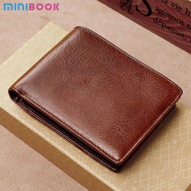 Customized Men's Slim Genuine Leather Wallet Rfid Holder Purse with Open Closure Type