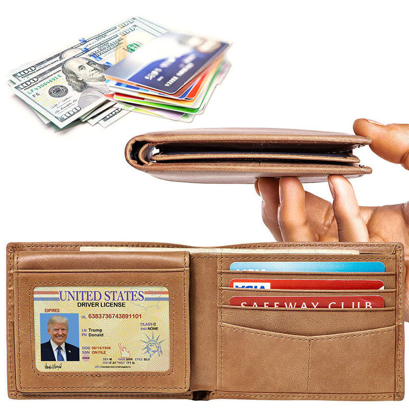 Customized Genuine Leather Wallet for Men Handmade Minimalist Anti-theft Vintage Style