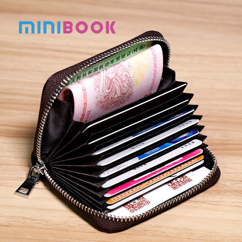 Custom Logo Avaliable Female Change Wallet with Anti-theft Zipper in Genuine Leather