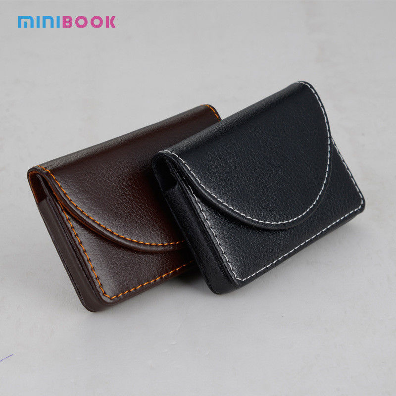 Custom Logo Minibook Vegan Leather Cards Case Wallet Waterproof Zipper Hasp Closure