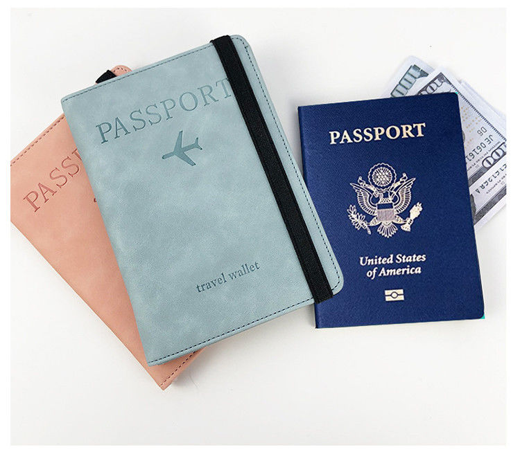 Open Pattern Type Combo Passport Holder Travel Wallet RFID Blocking PU Leather Case Cover with Clear Window