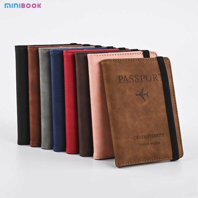 Vintage Business Passport Covers Holder Multi-Function ID Bank PU Leather Wallet Case