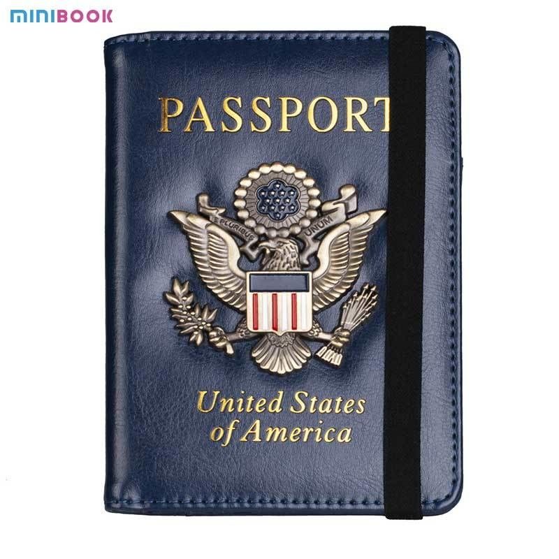 2023 USA Eco Rfid Passport Case Cover Holder Document Organizer Wallet for Vintage PU
